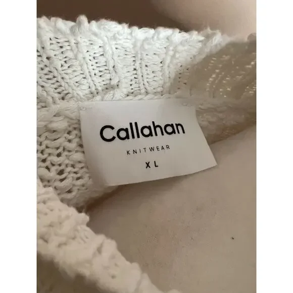 Callahan knitwear womens sz xl sweater ivory crew neck knit cotton - Picture 11 of 12
